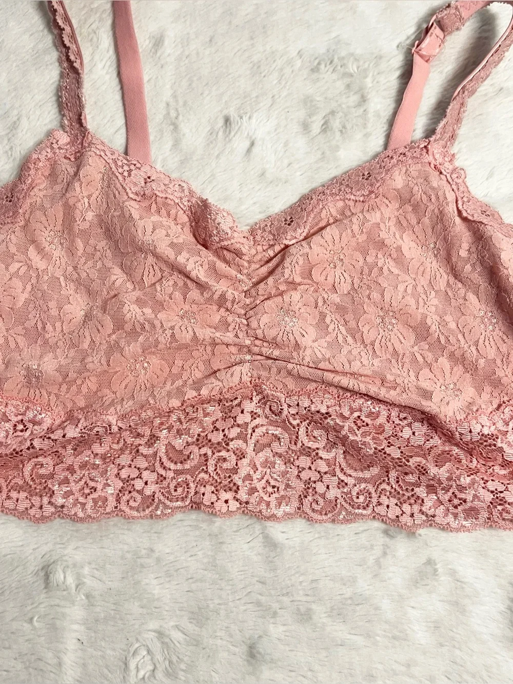 Soma Soft Pink Lace Bralette with Adjustable Straps Size Medium